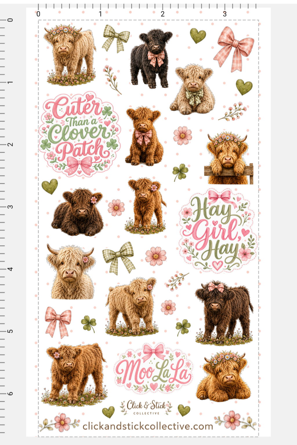 Highland Cow Sticker Sheet | Cute Fluffy Cow Stickers