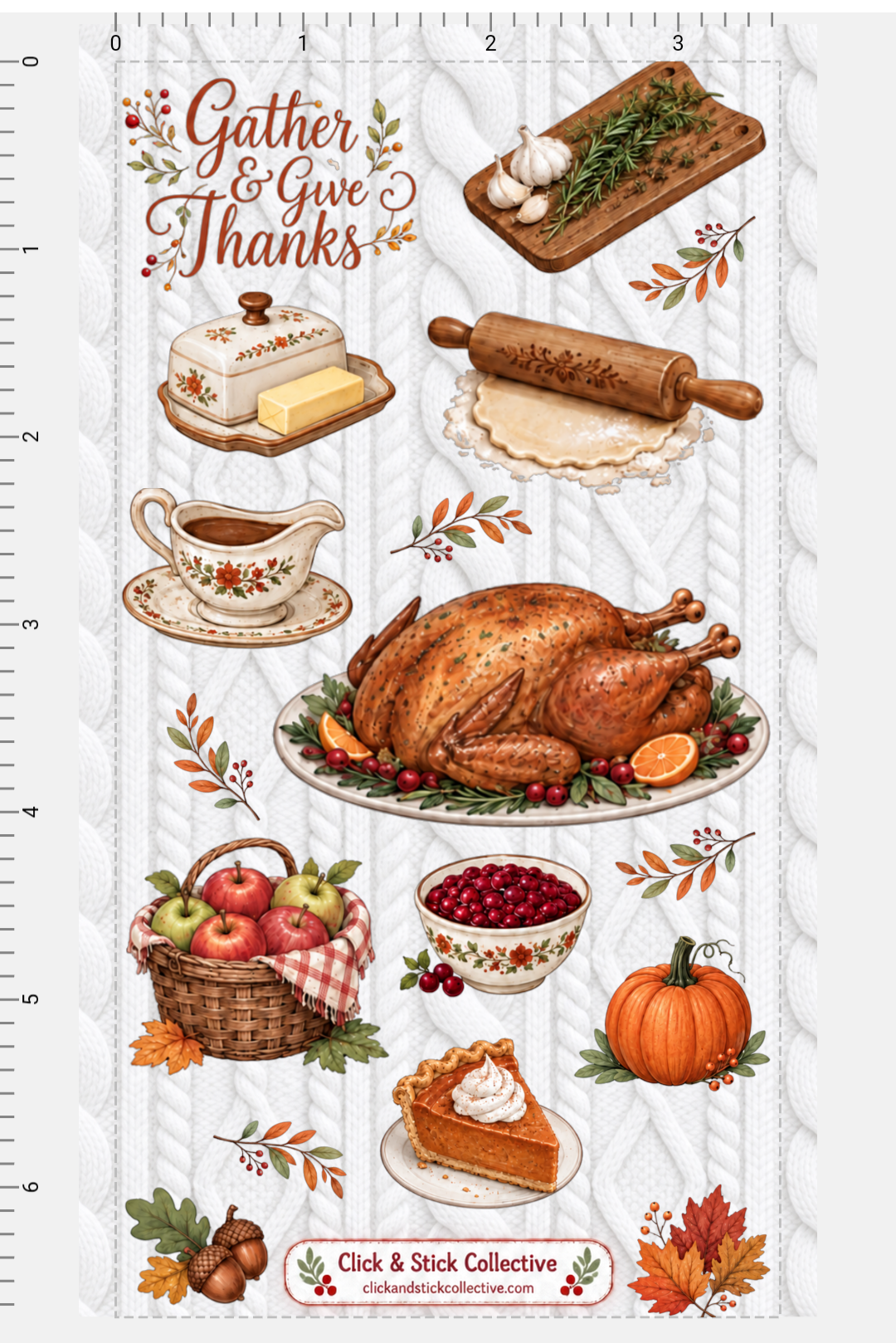 Turkey Dinner | Thanksgiving Food Sticker Sheets