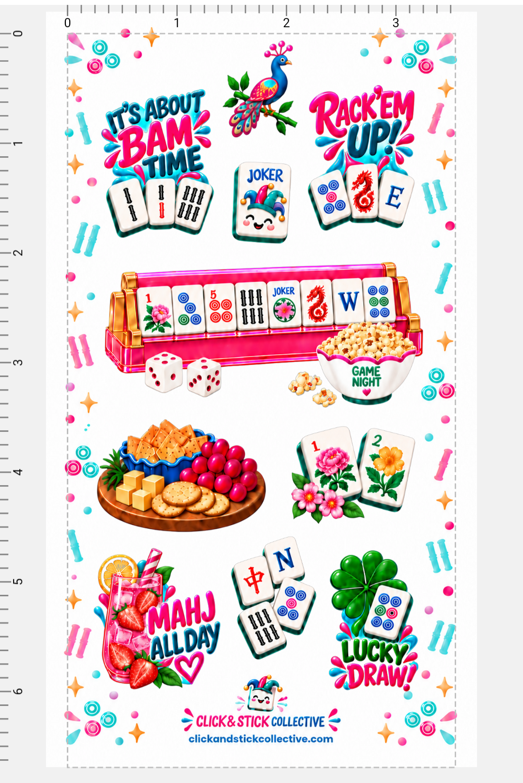 Mahjongg Party Sticker Sheet | American Mahjongg Game Night Stickers