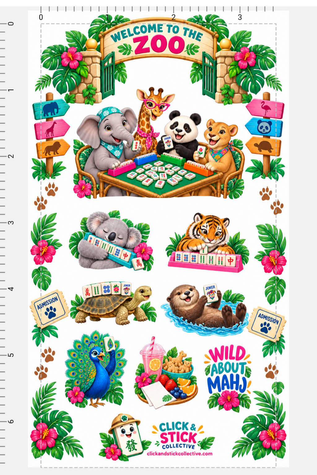 Mahjongg Zoo | Cute Animal Mahjongg Sticker Sheet