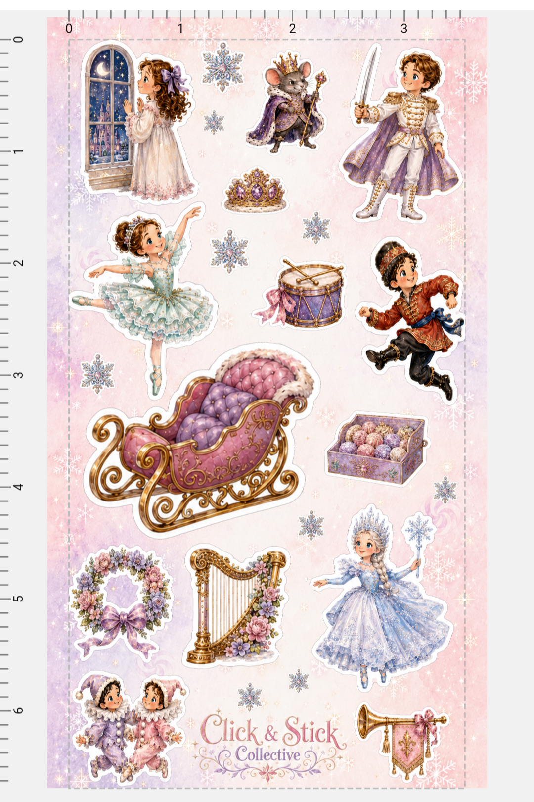 Nutcracker Christmas Sticker Sheet | Ballet & Holiday Stickers