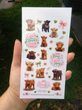 Highland Cow Sticker Sheet | Cute Fluffy Cow Stickers
