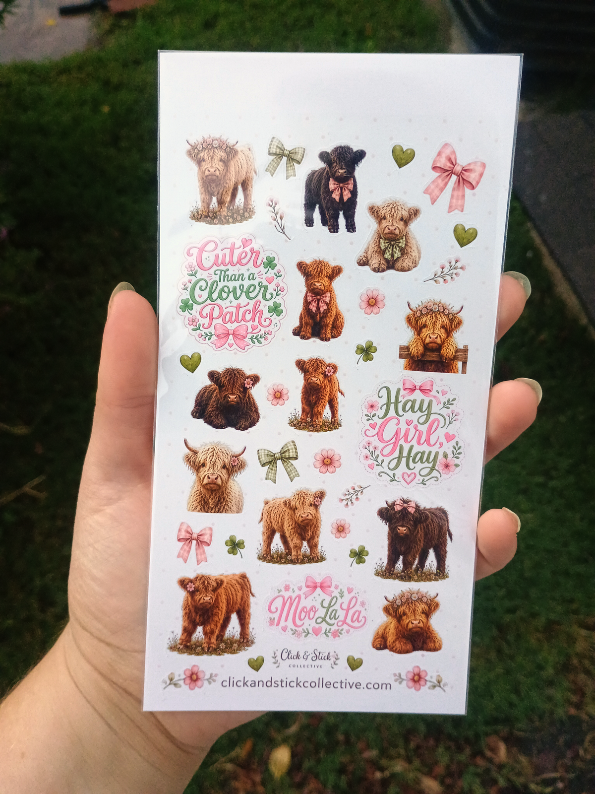 Highland Cow Sticker Sheet | Cute Fluffy Cow Stickers