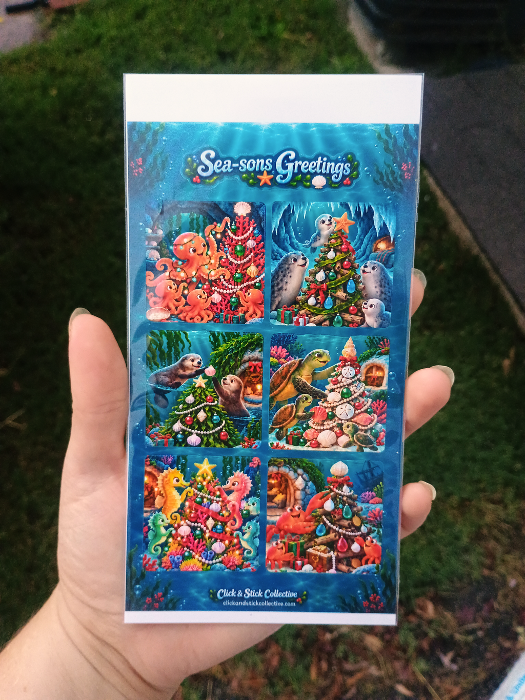 Sea-sons Greetings | Ocean Christmas Sticker Sheet